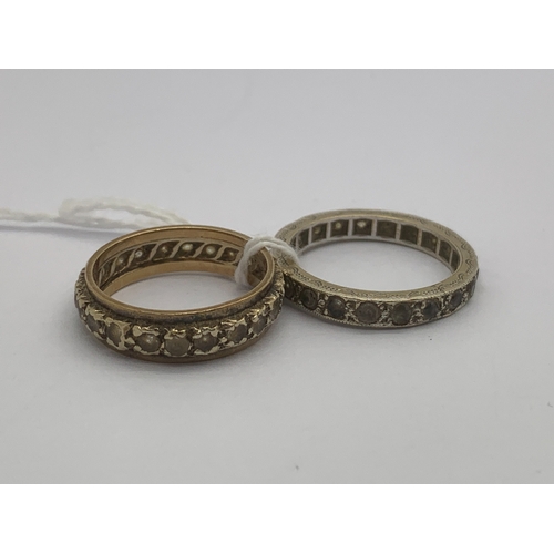 92 - A Stone Set Eternity Band, collet set to reeded lining stamped 