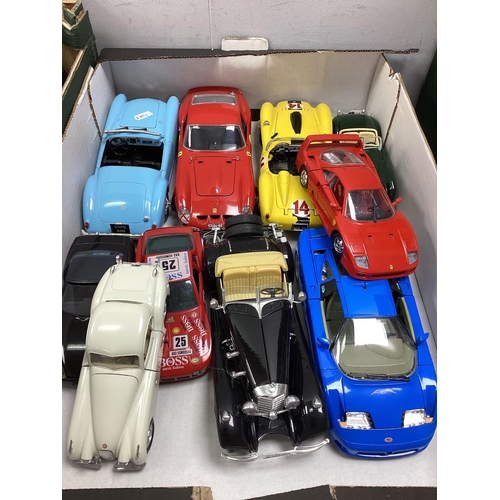 370 - Ten 1:18/1:24 Scale Diecast Model Cars, by Burago, Polistil, to include Ferrari GTO, Bugatti 11GB, J... 