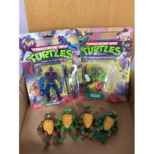 372 - Six Circa 1980's Plastic Teenage Mutant Hero Turtles by Playmates to include Foot Soldier, Napoleon ... 