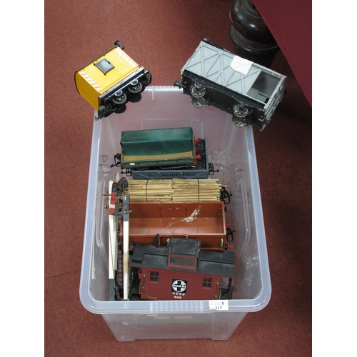 417 - Eleven 'G' Gauge Kit/Scratch Built Items of Unboxed Rolling Stock, comprising box vans, ore wagons, ... 