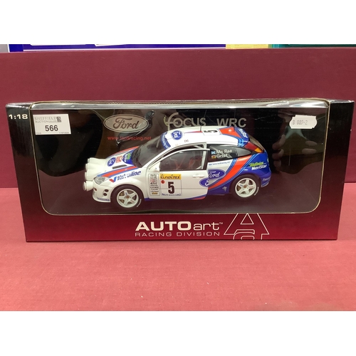 566 - Autoart 1:18th Scale Diecast Model #80012 Ford Focus WRC 2000, McRae/Grist Car No. 5, Monte Carlo, b... 