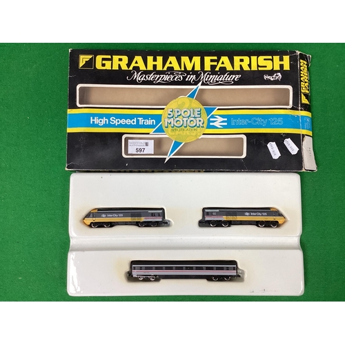 597 - A Graham Farish 'N' Gauge Ref No 8126 Class 43 H.S.T 3 Car Set in Intercity Executive Livery, compri... 