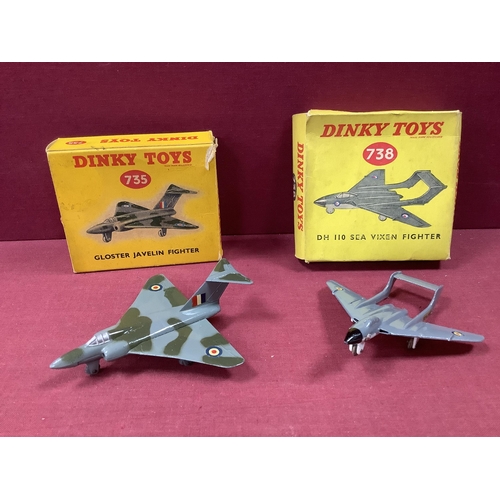 681 - Dinky No 738 DH110 Sea Vixen Fighter and No 735 Gloster Javelin Fighter, both good plus, boxed, boxe... 