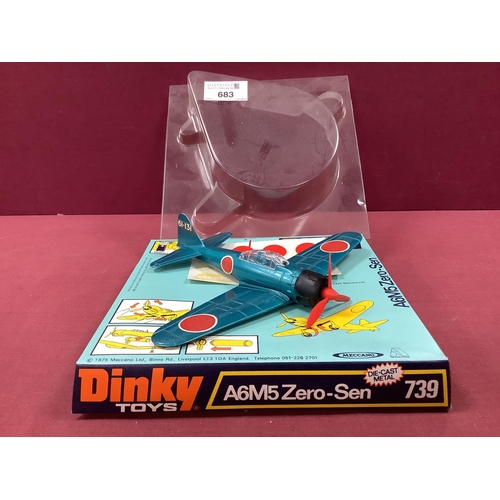 683 - Dinky Toys No 739 AM6M5 Zero-Sen, overall very good, one or two chips to raised edges noted, in orig... 