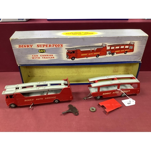 687 - Dinky Toys No. 983 Car Carrier and Trailer, overall good however rear ramp damaged. Boxed - no box i... 