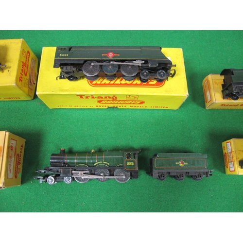 532 - Four Triang T.T Gauge Steam Locomotives, comprising a boxed Ref T.99 2-6-2 Class 4MT tank BR black R... 