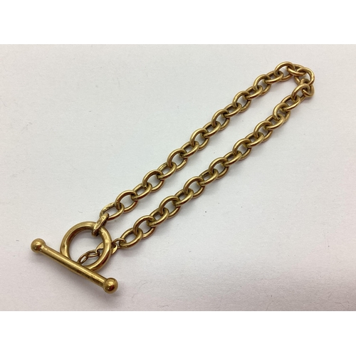 188 - A 9ct Gold Belcher Link Bracelet, to T-bar and loop fastener (4.3grams).