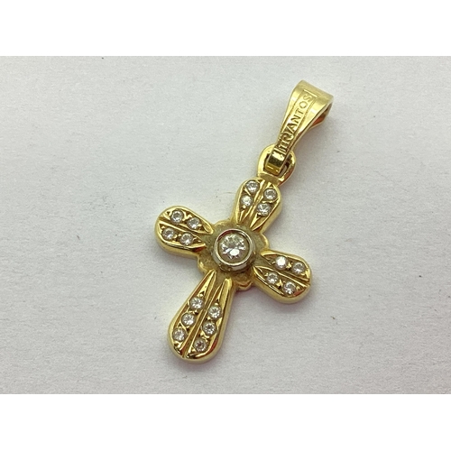 205 - A Modern Cross Pendant, with inset highlights, stamped 