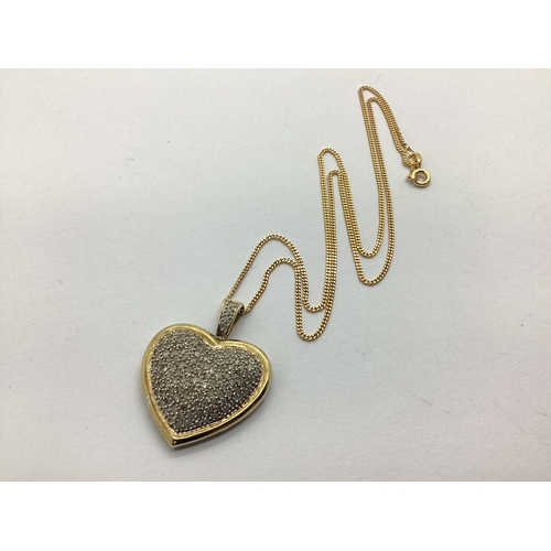 209 - A 9ct Gold Diamond Set Heart-Shaped Pendant, the brilliant cut diamonds collet set throughout, to gr... 