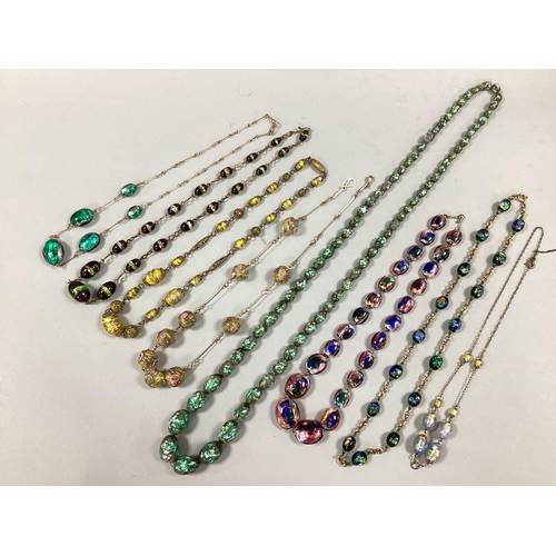 264 - A Collection of Vintage Foil Glass Bead Necklaces; together with a further vintage bead necklace. (8... 