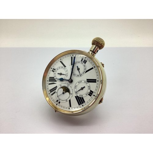 274 - Primavesi Bros Bournemouth; A c.Early XX Century Moonphase Complication Desk Clock, the indistinctly... 