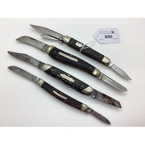 890 - Folding Pocket Knives, including two I.XL Wostenholm (9cm-10cm closed). (4)