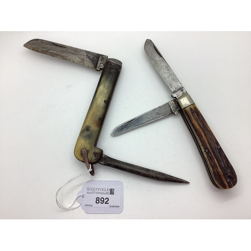 892 - Single Blade Sailor's Knife, blade stamped 