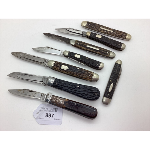 897 - Folding Pocket Knives, including Johnson Sheffield, I.XL Wostenholm, G. Ibberson, etc. (8)