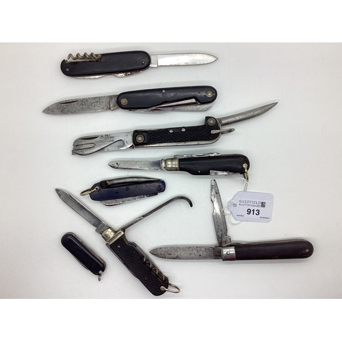 913 - Multi Tool Folding Pocket Knives, including 1951 Colin Winand clasp knife, G Butler & Co, Wade & But... 