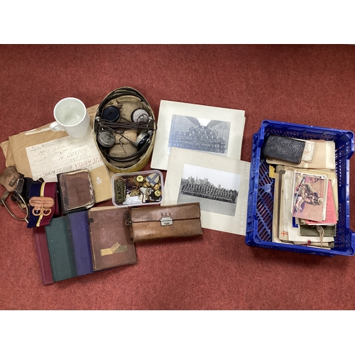 376 - WWI/WWII British Army Royal Army Service Corps Identification Tags, cap badges, buttons, unit cloth ... 