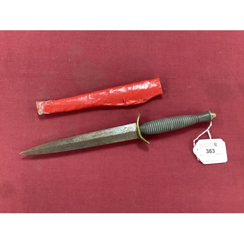 383 - British Fairbairn Sykes Third Pattern Fighting Knife, deformed cross guard, no sheath.