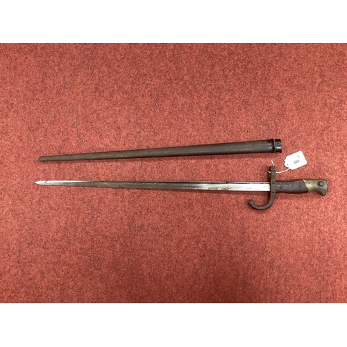 386 - XIX Century French Model 1874 Gras Bayonet and Scabbard, bayonet manufacturer mark 'L. Deny Paris,18... 