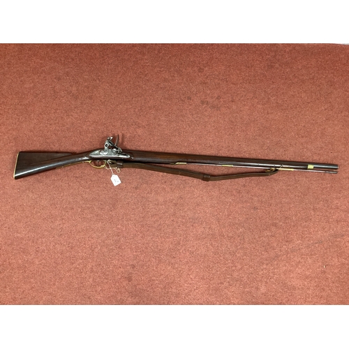 414 - British East India Company Refurbished Brown Bess Musket, engraved with Rampant Lion crest on lock, ... 
