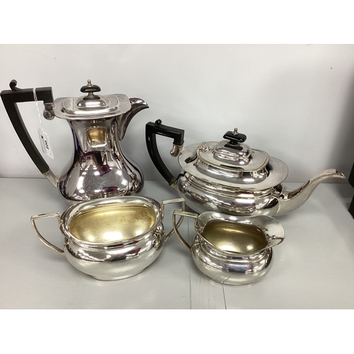 220 - JB Chatterley & Sons EPNS Four Piece Teaset, of sinuous design, comprising teapot, coffee pot, sugar... 