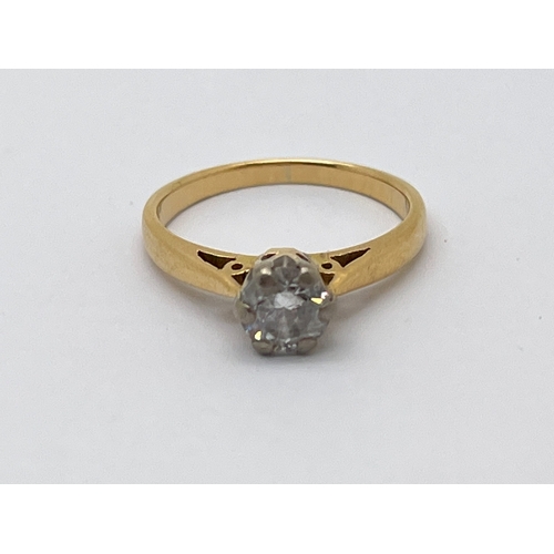 34 - WITHDRAWN A Modern 18ct Gold Single Stone Diamond Ring, the brilliant cut stone claw set, hallmarked... 