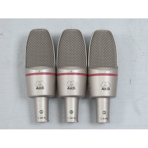 407 - Three AKG C3000B Studio Condenser Microphones, (untested).