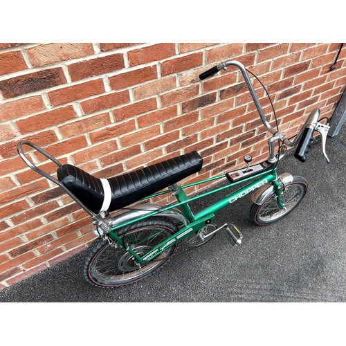 1001 - Raleigh Chopper Mk1 (1970) bicycle in rare ‘Flamboyant Green’. 3-speed AWT shifter Sturmey Archer ge... 