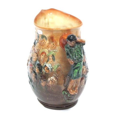 1023 - A Royal Doulton Pottery 'Dickens' Jug, printed marks with list of characters, 27cm high.