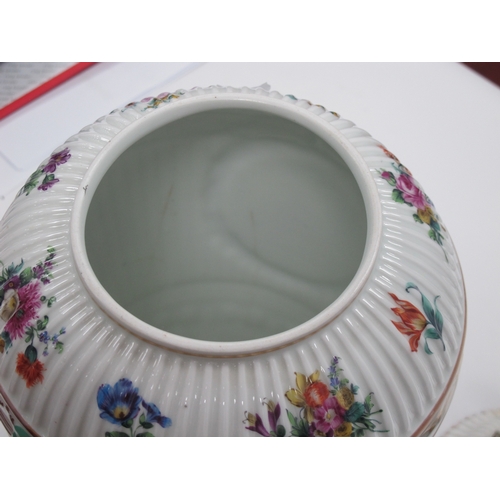 1034 - A Berlin Porcelain Circular Bowl and Cover, with kneeling cherub finial, moulded with bands of baske... 