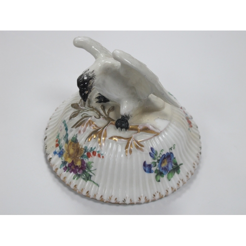 1034 - A Berlin Porcelain Circular Bowl and Cover, with kneeling cherub finial, moulded with bands of baske... 