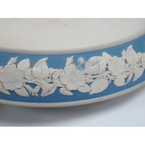 1043 - A Late XIX Century Pottery Blue Jasper Ware Cheese Dome and Cover, applied in white with berries, fl... 