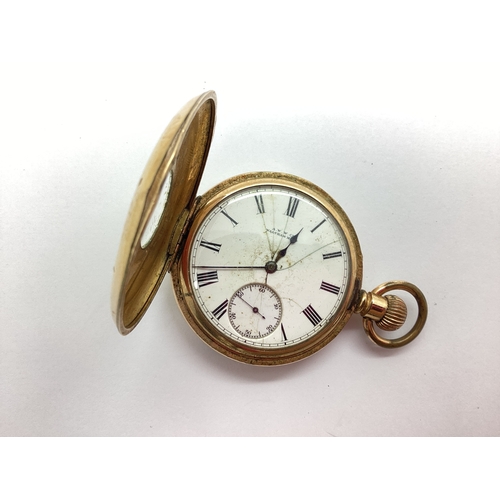 118 - AWWCo Waltham Gold Plated Cased Half Hunter Pocket Watch, (damages); a 'Siam Sterling' enamel tie cl... 