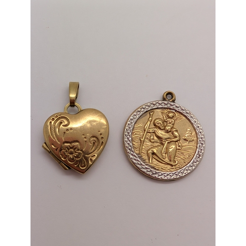 68 - A 9ct Gold Heart Shaped Locket Pendant, of scrolling floral design, together with a hollow two-tone ... 