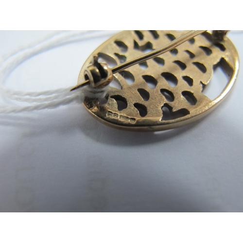 78 - A 9ct Gold Modernist Style Oval Brooch, of openwork design, semi textured finish (7grams).