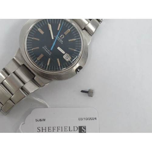 117 - Omega; A c.1970's Dynamic Gent's Wristwatch, the signed blue dial with line markers, centre seconds ... 