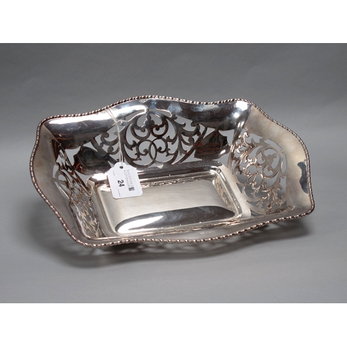 24 - A Decorative Hallmarked Silver Basket, Viners, Sheffield 1963, of pierced scrolling foliage design, ... 