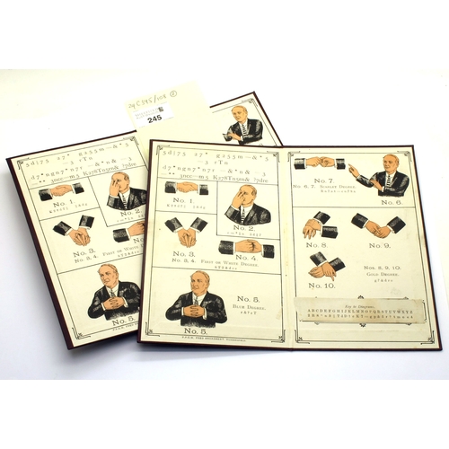 245 - Masonic Interest - Two Freemason Handshake / Grip Diagram Cards, No.1 - No.10, printed 