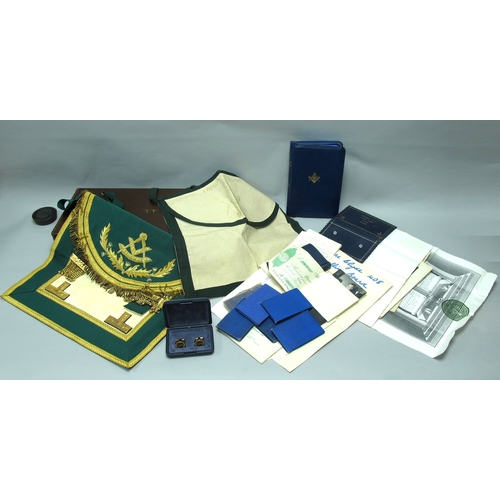 246 - Masonic Interest - Lodge Clyde 408, Bro. Archibald Levin, including Masonic Bible, apron, booklets, ... 