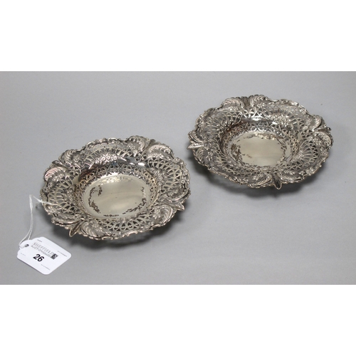 26 - A Pair of Decorative Victorian Hallmarked Silver Shallow Dishes, Martin Hall & Co, Sheffield 1897, e... 