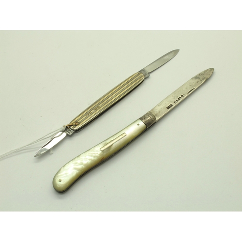 261 - George Ibberson Hallmarked Silver Folding Pocket Knife, steel blades stamped 