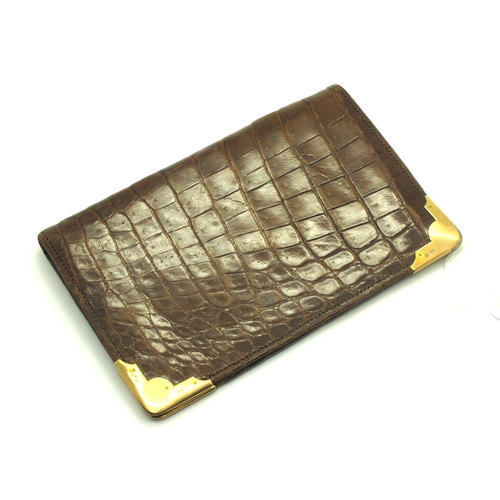 262 - A 9ct Gold Mounted Rectangular Tan Leather Wallet, PS&Co, possibly London 1923 (marks rubbed), 16.2c... 