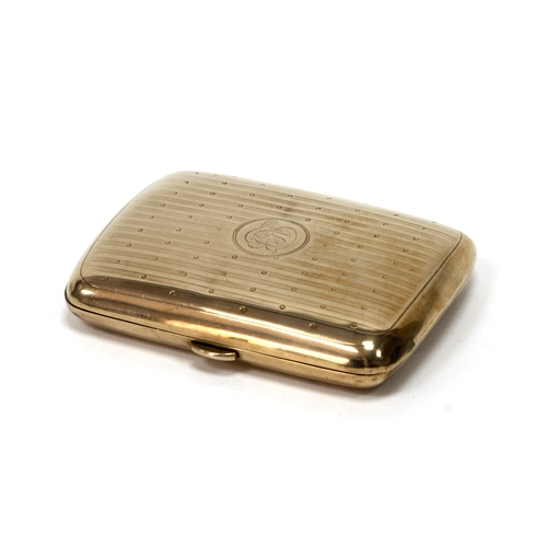 263 - A 9ct Gold Cigarette Case, Birmingham 1911, of rounded rectangular form, allover engine turned decor... 