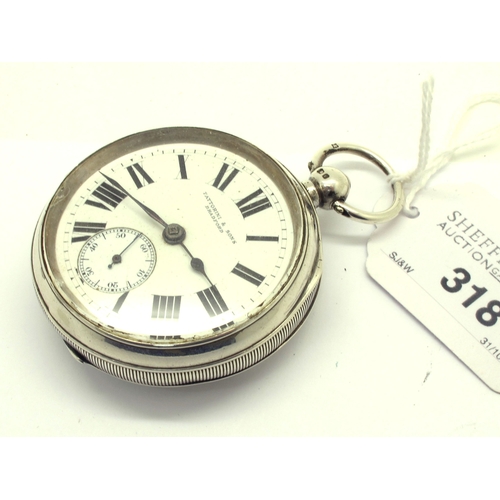 318 - Fattorini & Sons Bradford; A Hallmarked Silver Cased Openface Pocket Watch, the signed dial with bol... 