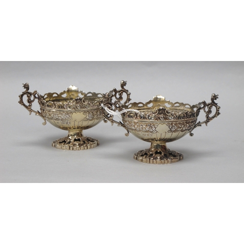 45 - A Pair of Highly Decorative Victorian Hallmarked Silver Salts, Charles Edwards, London 1894, of Cont... 