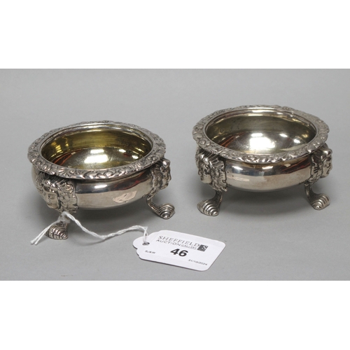 46 - A Pair of Early XIX Century Scottish Hallmarked Silver Salts, Adam Elder, Edinburgh 1827 (marks rubb... 