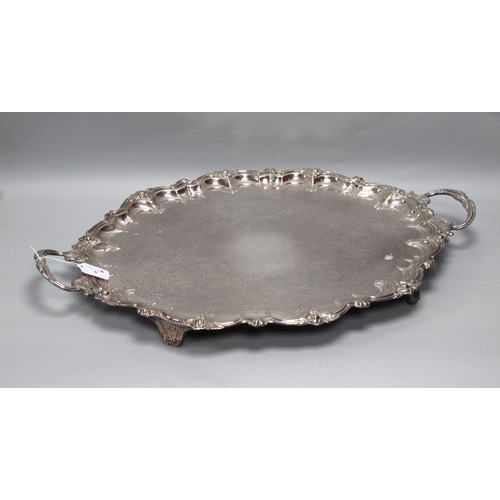 5 - A Large Decorative Johnson, Durban & Co Ltd Electroplated Twin Handle Tray, of shaped oval form, wit... 