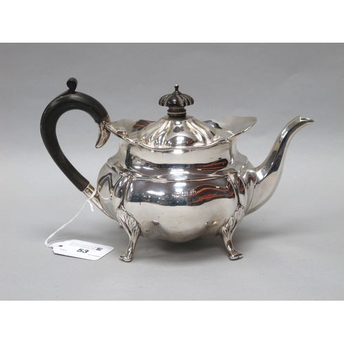 53 - A Decorative Hallmarked Silver Teapot, Mappin & Webb, Sheffield 1915 (marks rubbed) of shaped design... 