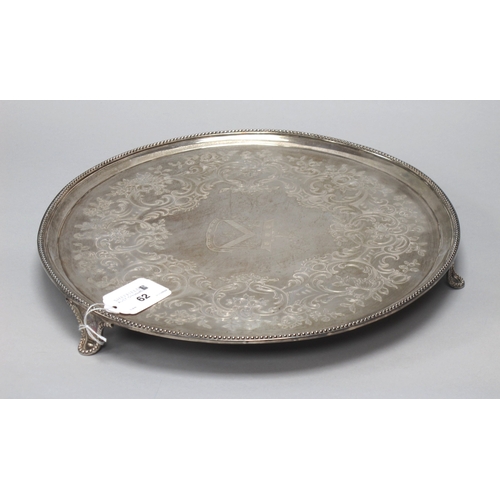 62 - A Georgian Hallmarked Silver Salver, T.C, London 1785, of circular form foliate scroll engraved, wit... 