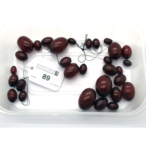 89 - Cherry Amber Colour Beads, (for restringing).