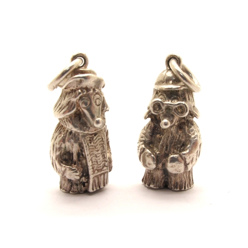 97 - Two Novelty Hallmarked Silver Womble Charms, modelled as Orinoco and Wellington. (2)